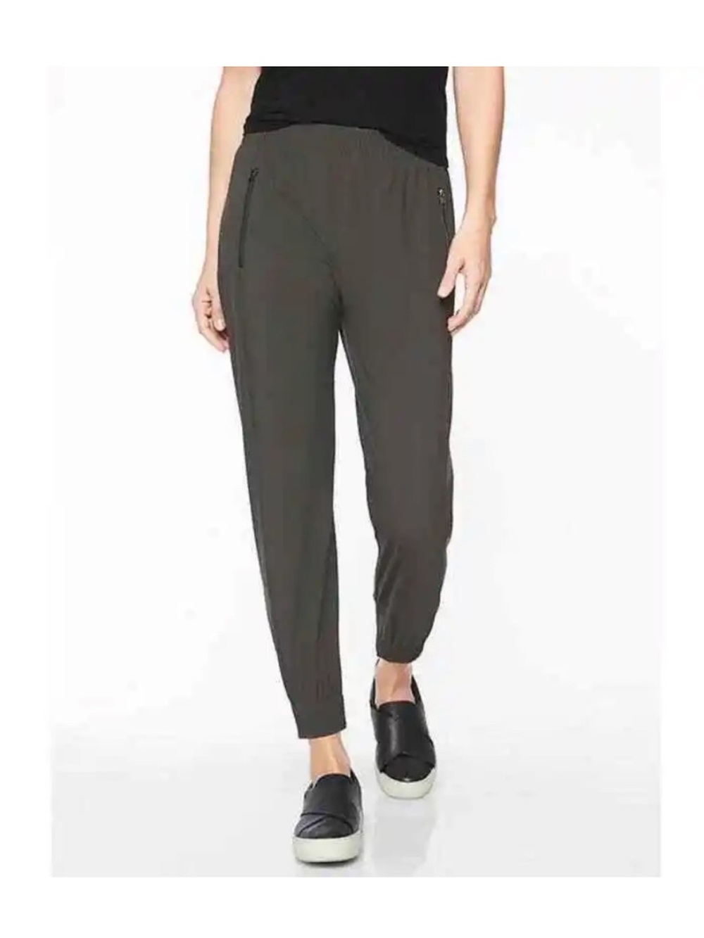 LARGE Athleta Cosmic Joggers Arbor green cuffs zippered pockets like new forest